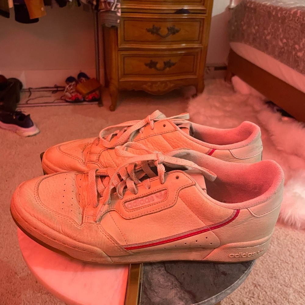 beige adidas continental sneakers
